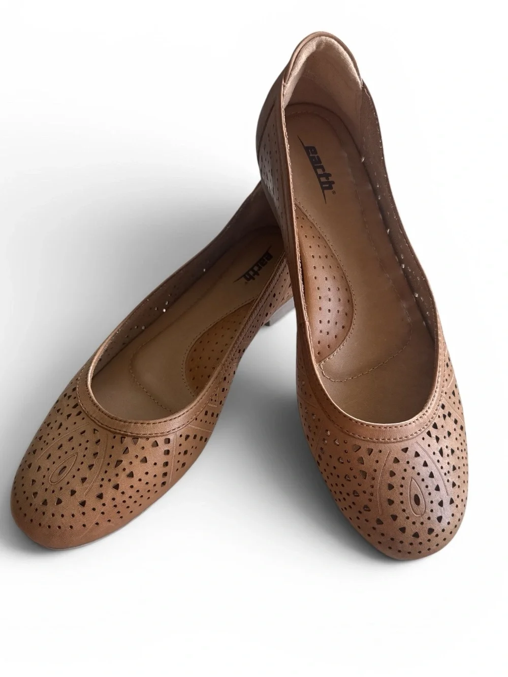 Women’s Earth Tan Perforated Ballet Flats